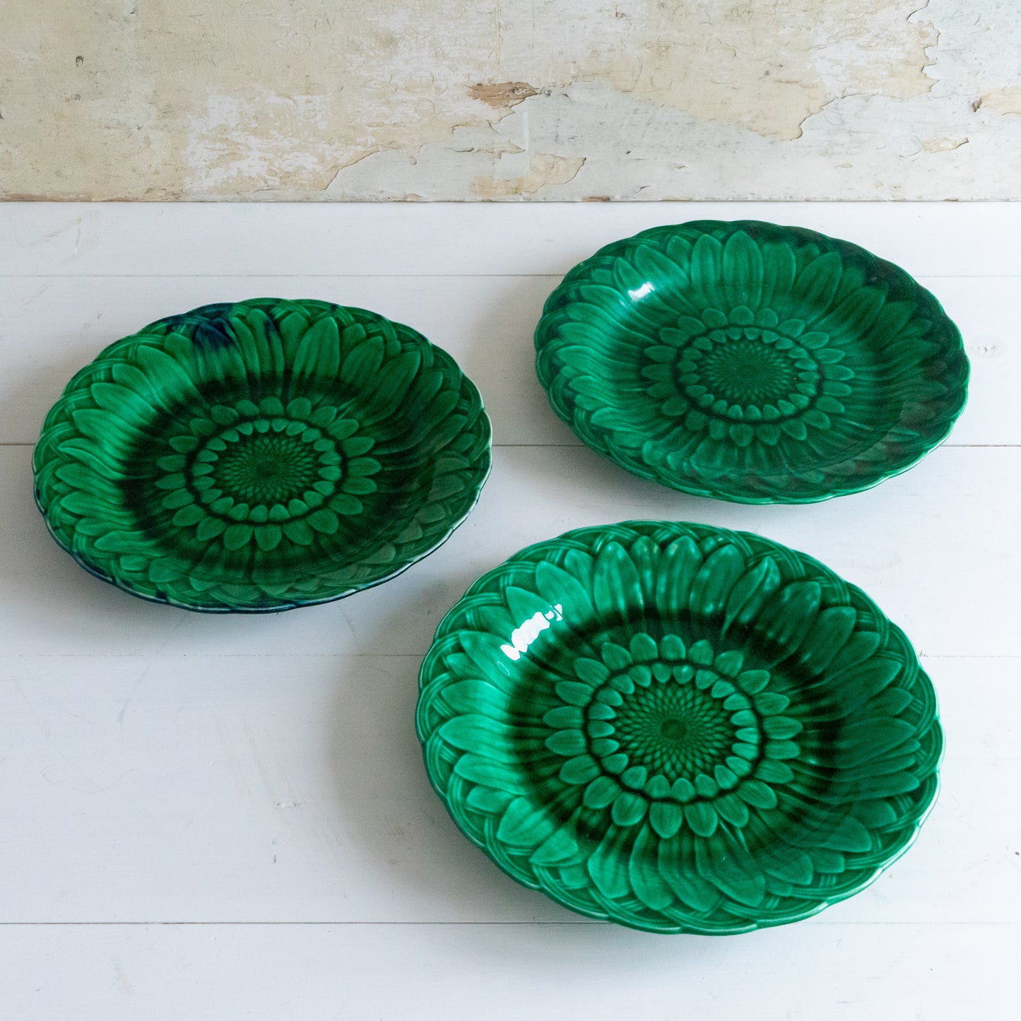 Vintage Green Wedgwood Sunflower Majolica Plate