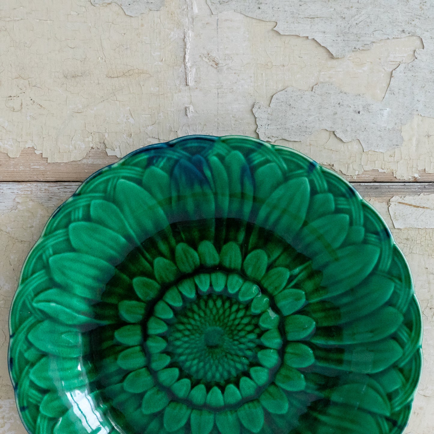 Vintage Green Wedgwood Sunflower Majolica Plate