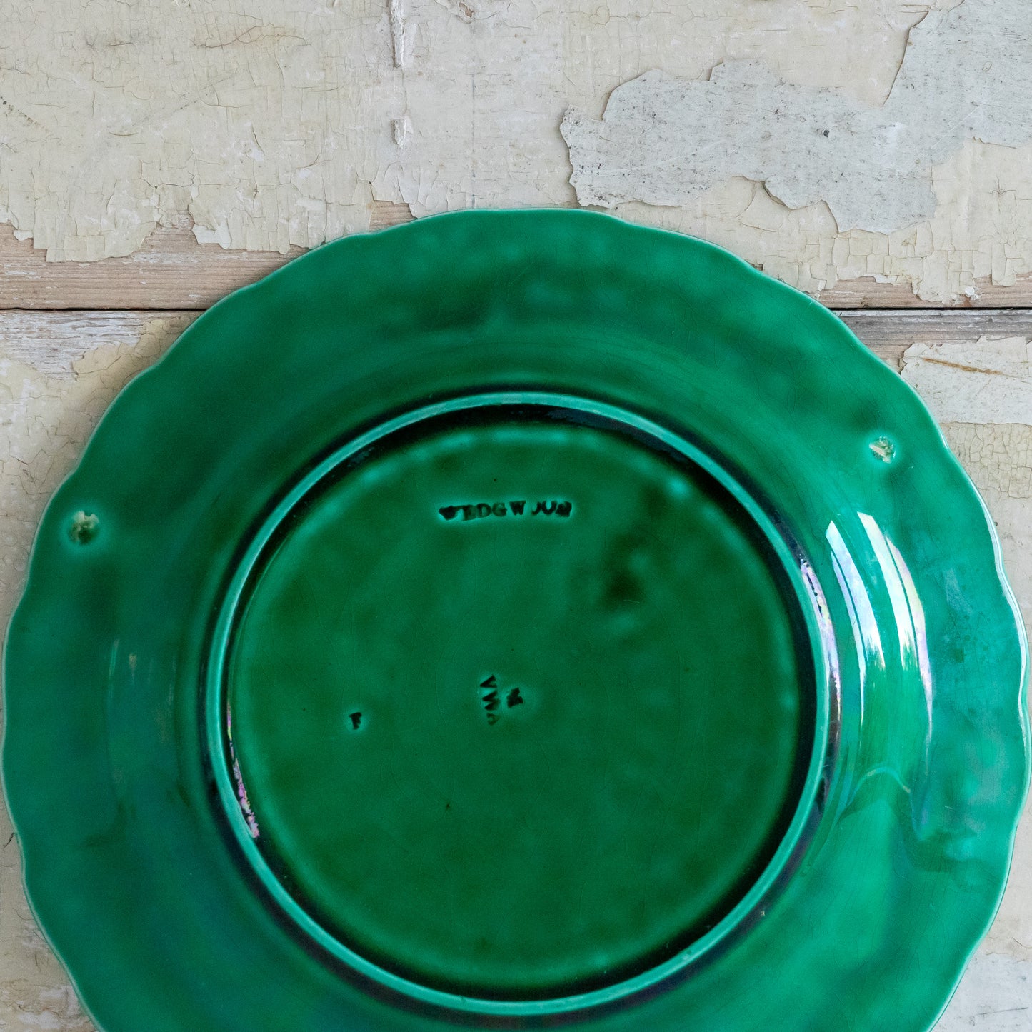Vintage Green Wedgwood Sunflower Majolica Plate
