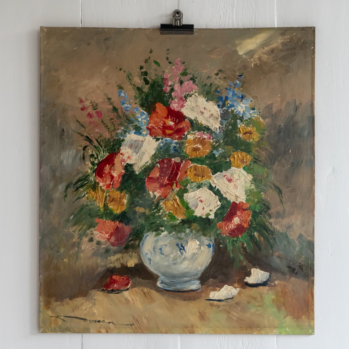 Vintage Impasto Oil on Board Painting