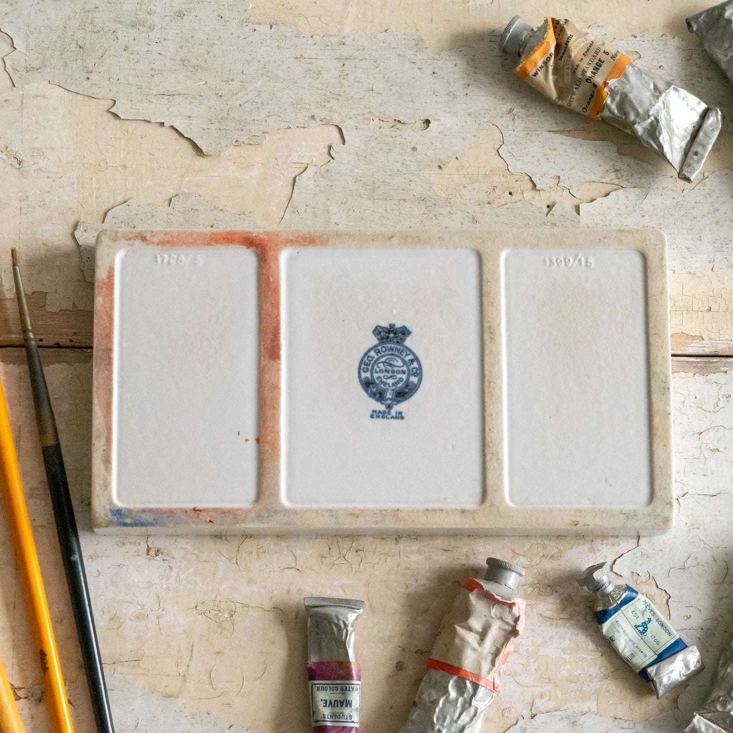 Vintage Ironstone Rowney & Co Artist Paint Palette