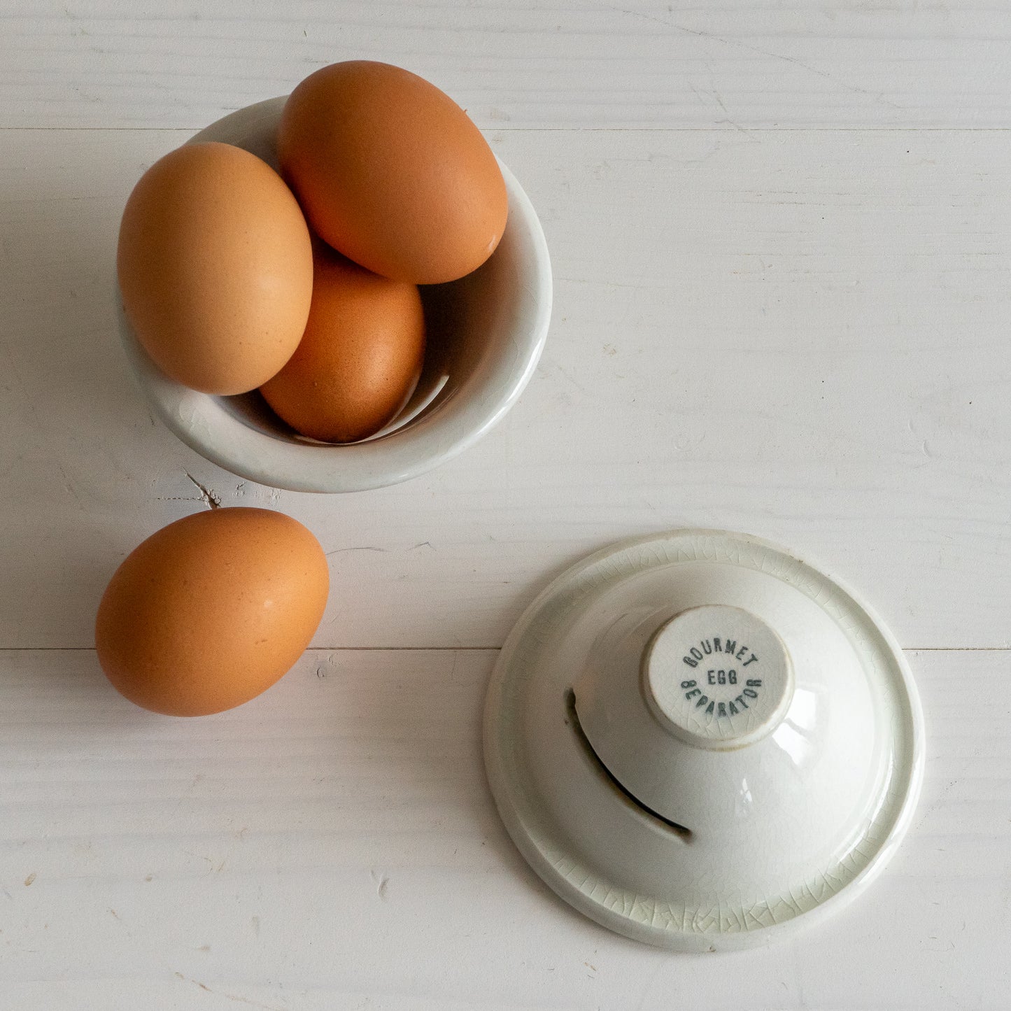 Vintage Ironstone Egg Separator