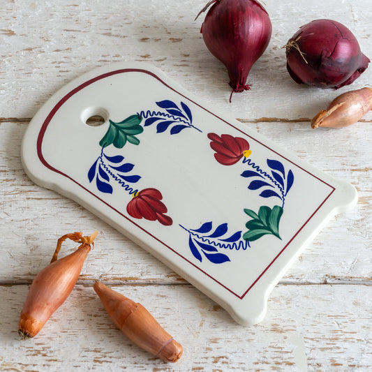 Vintage Ironstone Onion Board with Floral Decoration