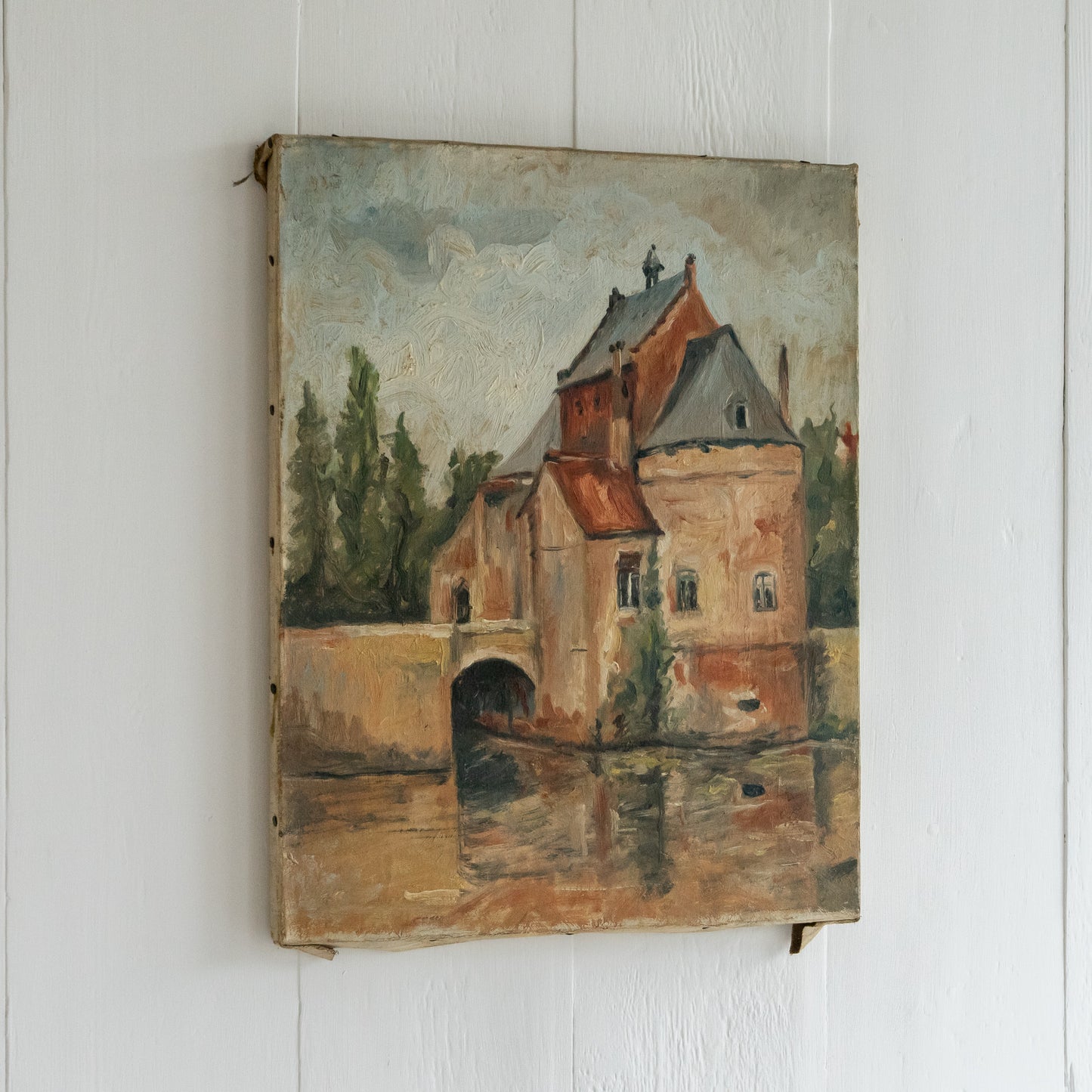 Vintage Oil Painting of a Chateau