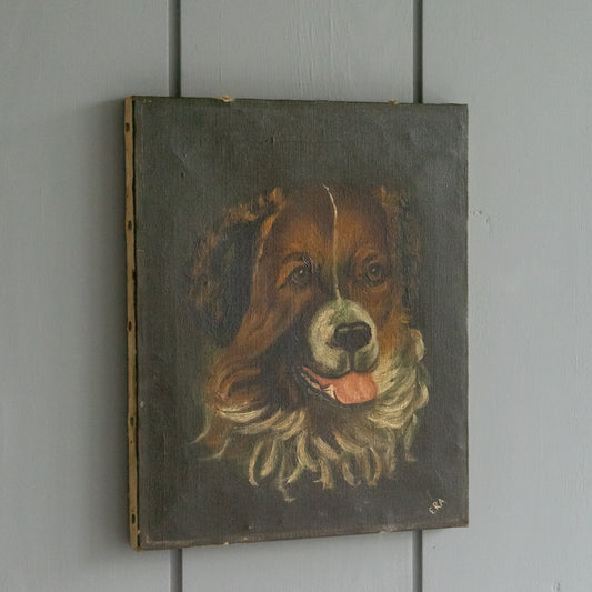 Vintage Oil Painting of a St Bernard Dog