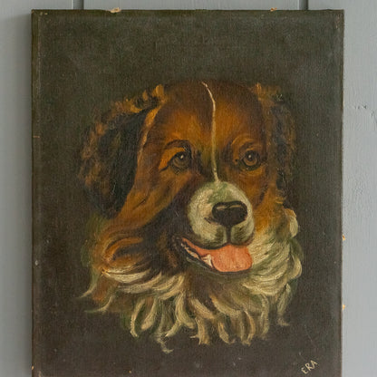 Vintage Oil Painting of a St Bernard Dog