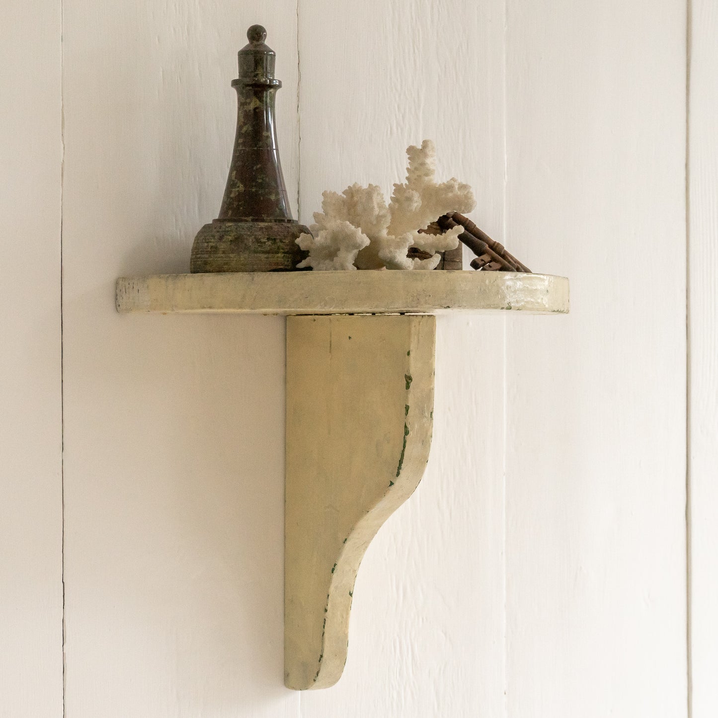 Vintage Painted Demi Lune Wall Shelf
