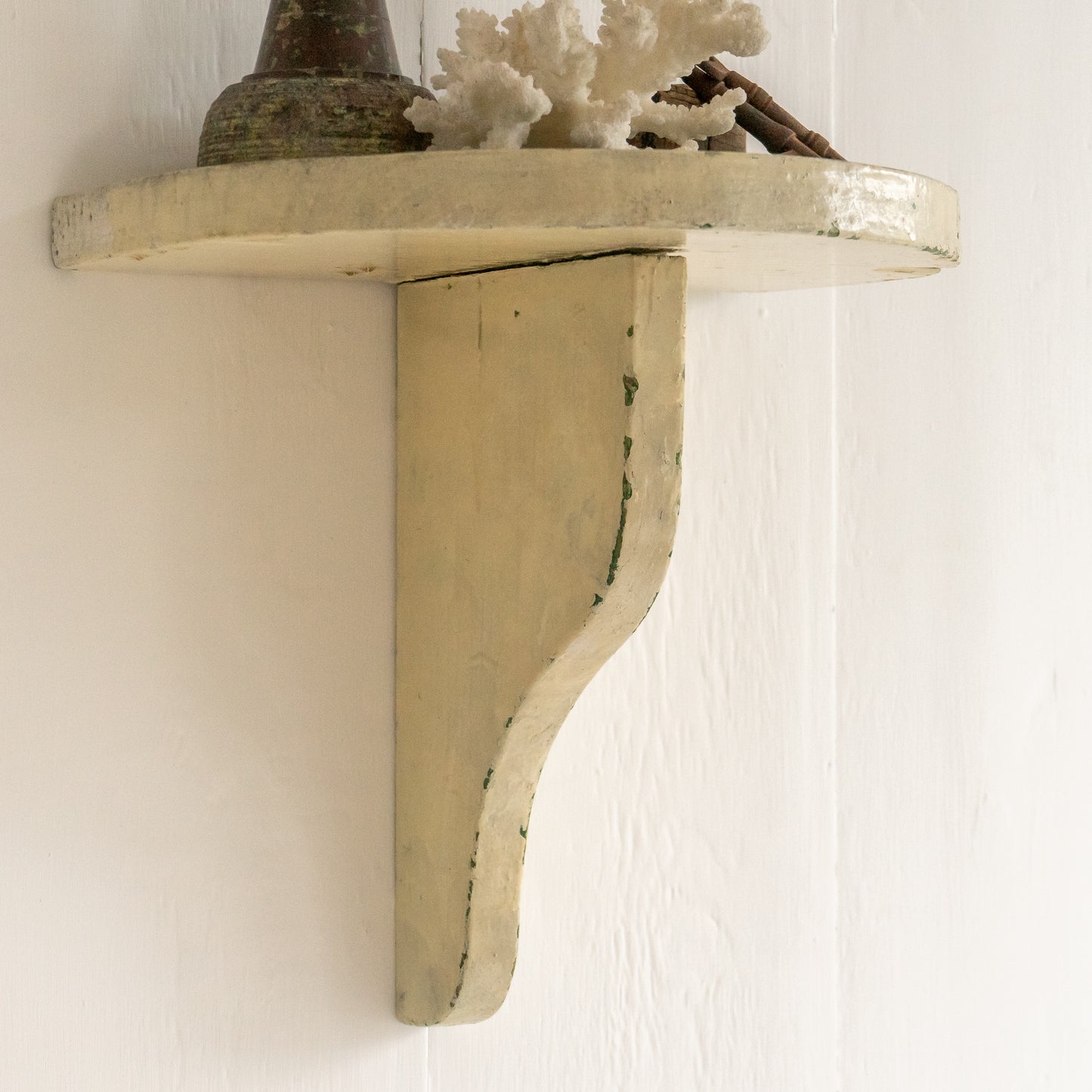 Vintage Painted Demi Lune Wall Shelf