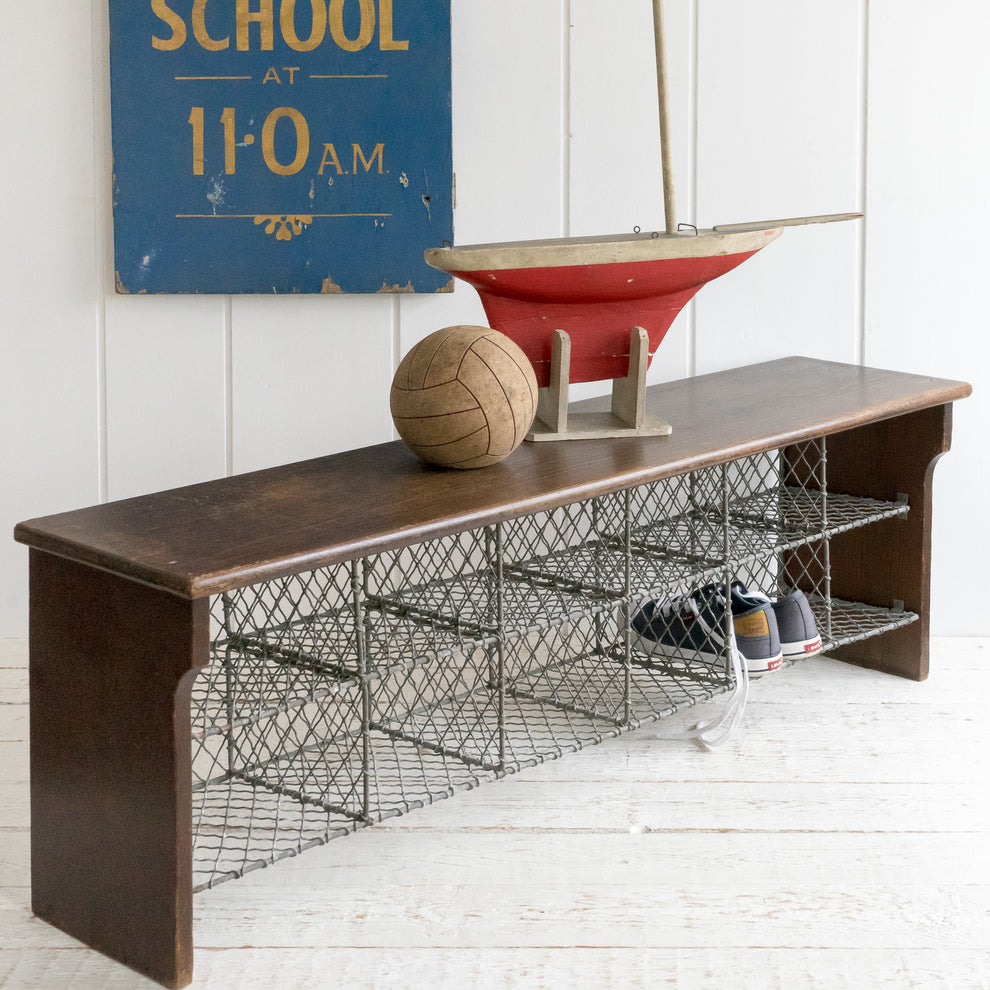 Vintage School Shoe Rack Bench – Goose Home and Garden