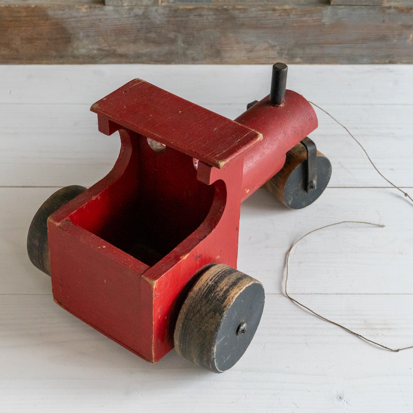 Vintage Wooden Pull Along Steamroller