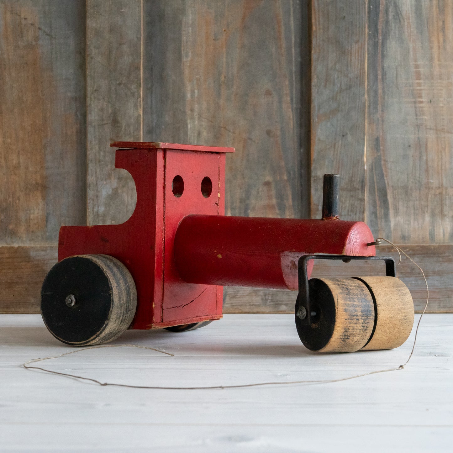 Vintage Wooden Pull Along Steamroller