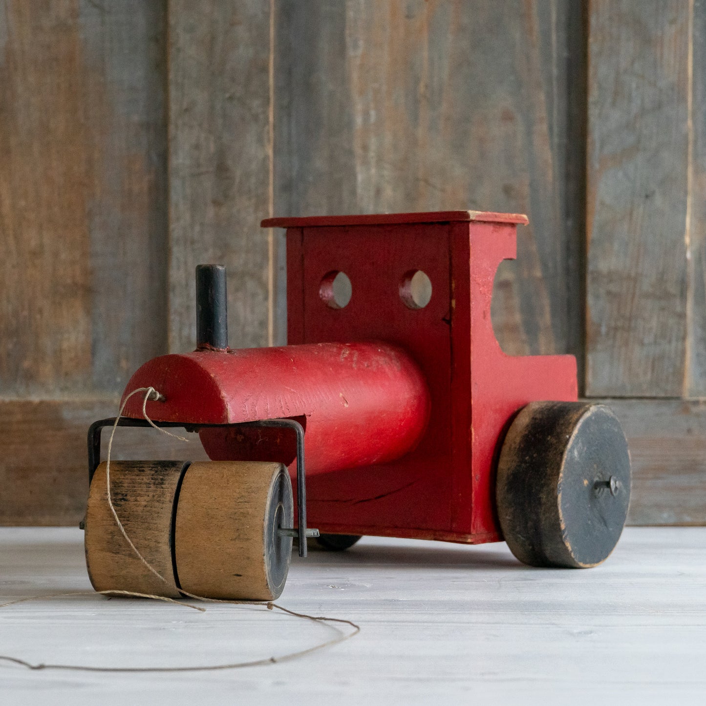 Vintage Wooden Pull Along Steamroller