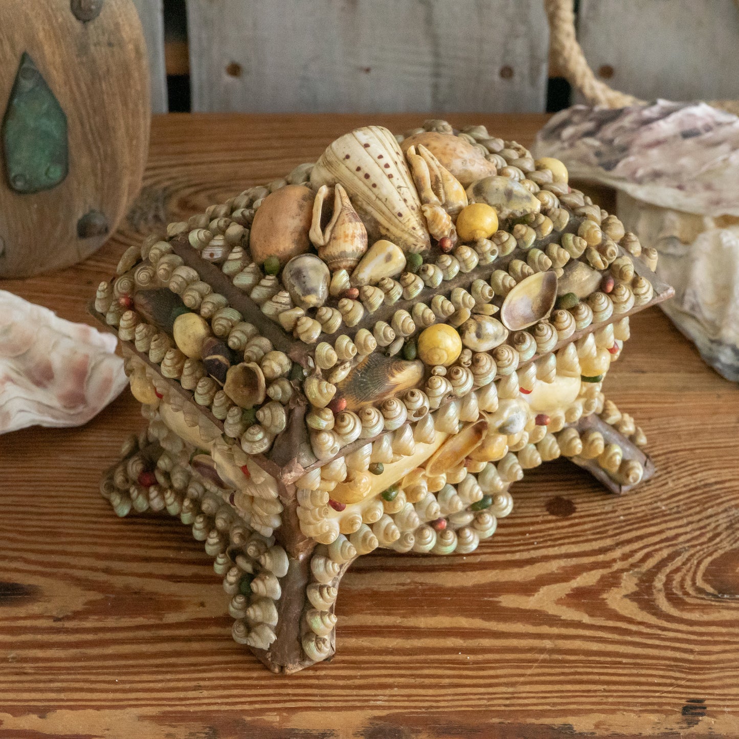 Vintage Shell Covered Souvenir Jewellery Box