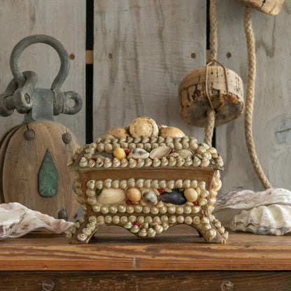 Vintage Shell Covered Souvenir Jewellery Box