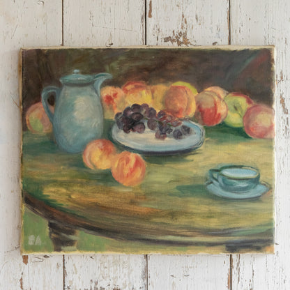 Vintage Still Life Oil Painting of Fruit
