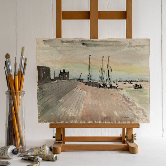 Vintage Watercolur and Pen Painting of Gravesend