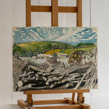 Vintage Watercolour Painting of Bideford