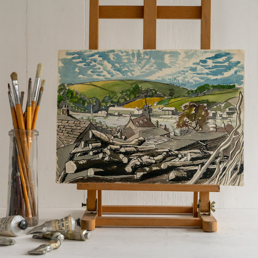 Vintage Watercolour Painting of Bideford