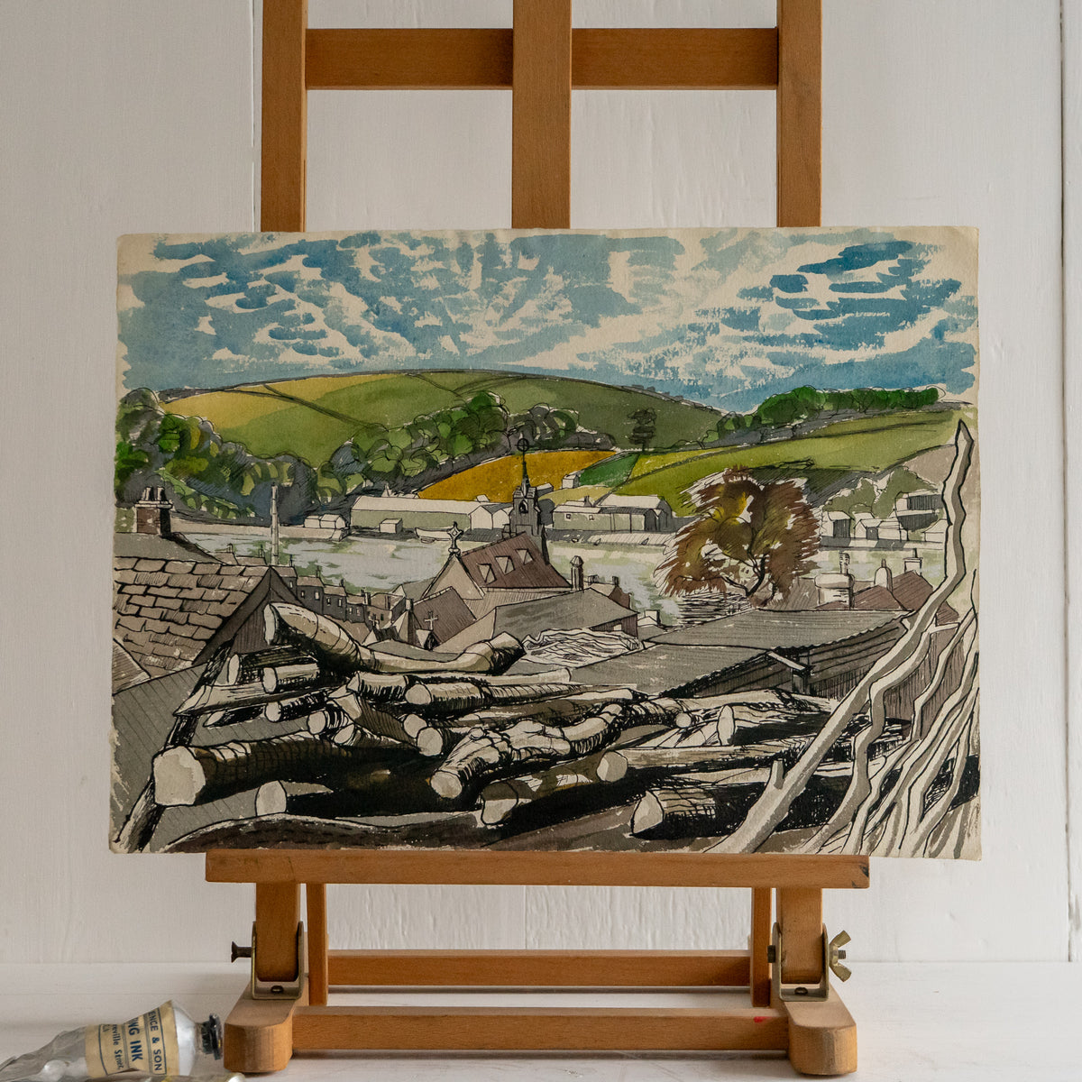 Vintage Watercolour Painting of Bideford