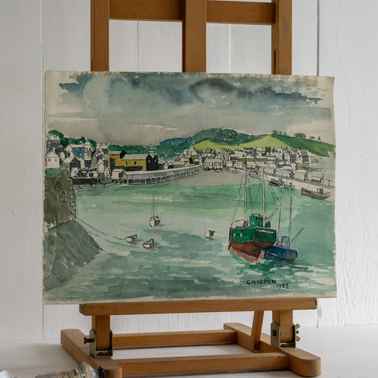 Vintage Watercolour painting of Newlyn Cornwall #2