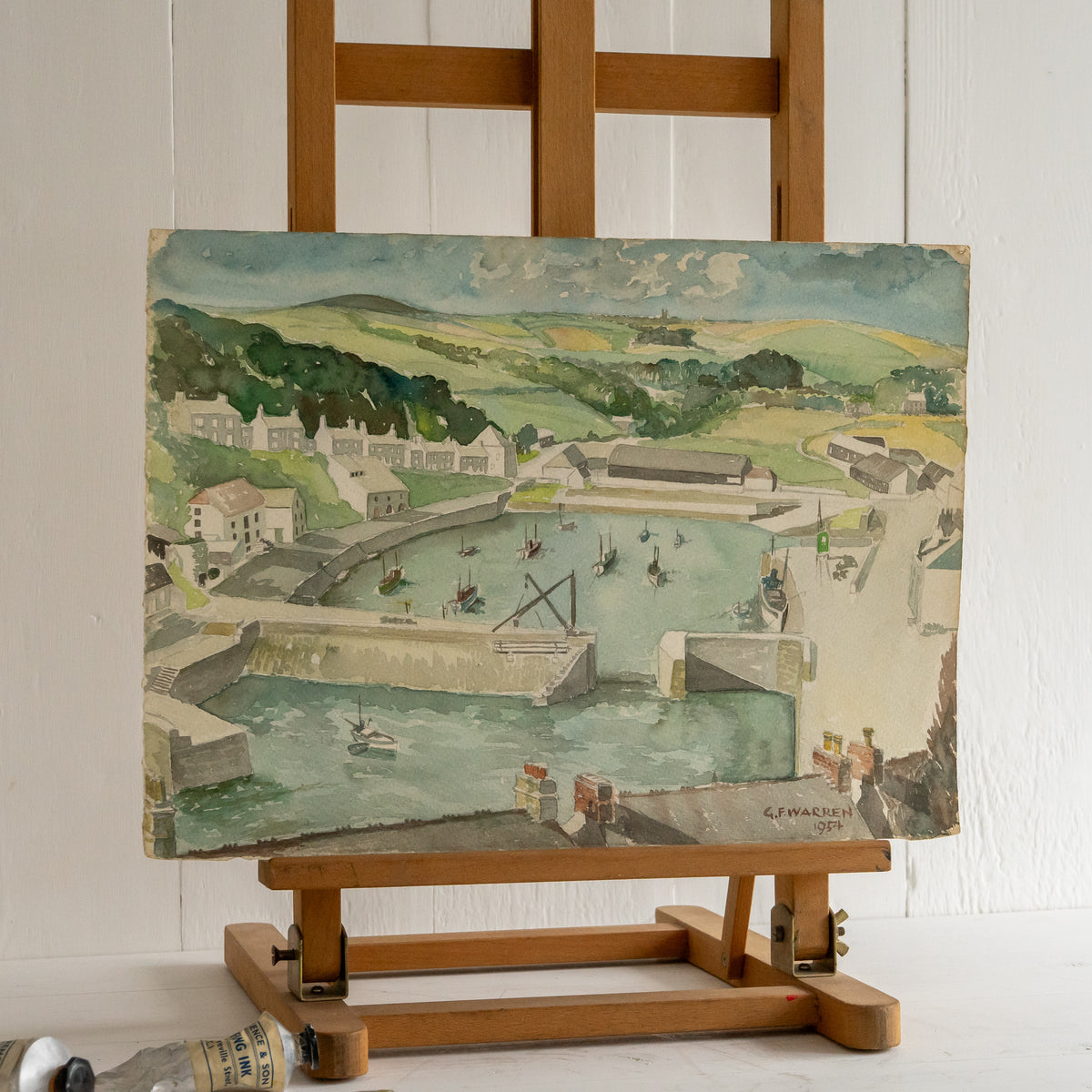 Vintage Watercolour Painting of Porthleven #2