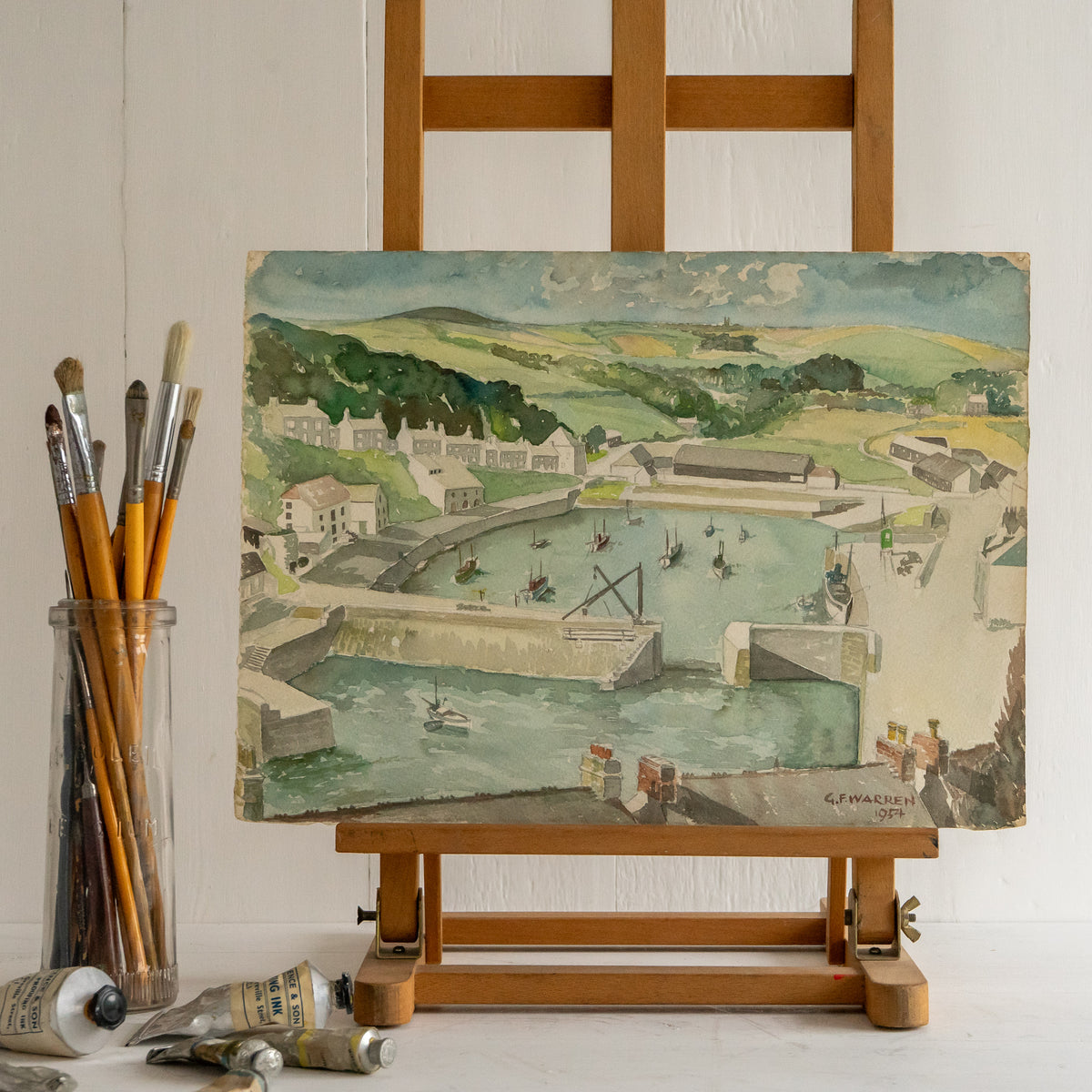 Vintage Watercolour Painting of Porthleven #2