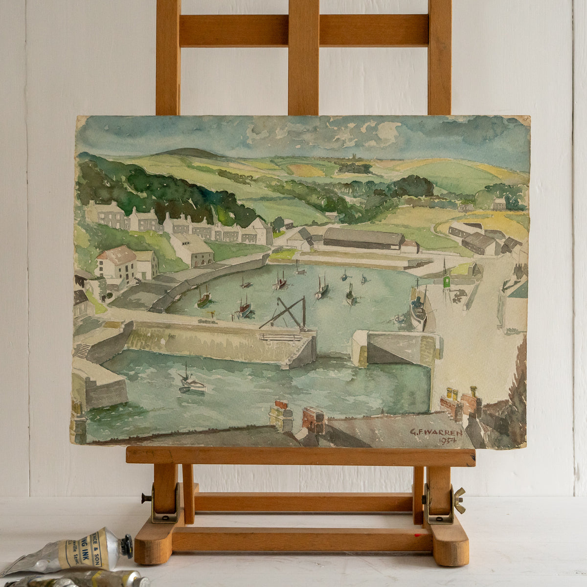 Vintage Watercolour Painting of Porthleven #2