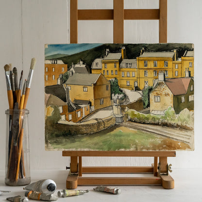 Vintage Watercolour painting of Freshford Somerset