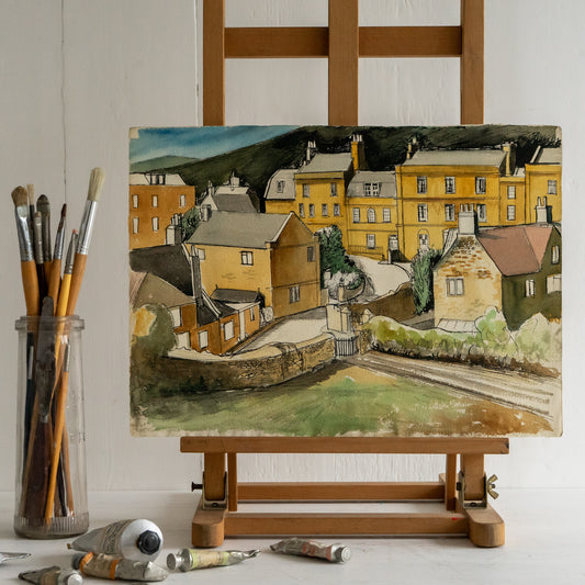 Vintage Watercolour painting of Freshford Somerset