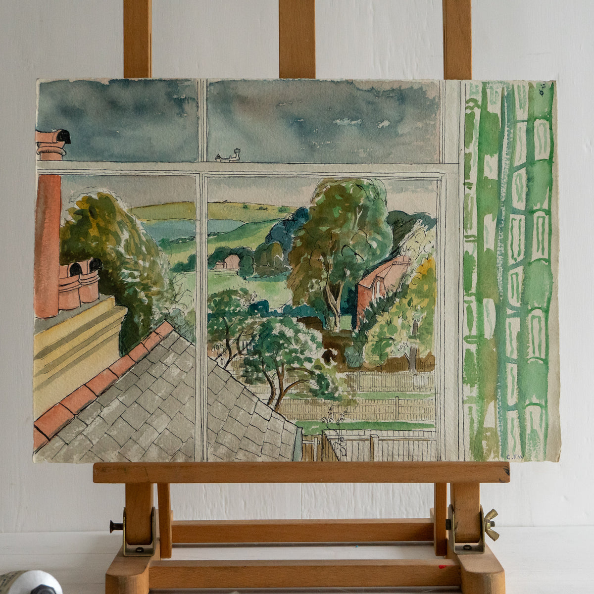 Vintage Watercolour Painting of London Road Salisbury