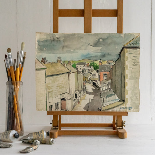 Vintage Watercolour Painting of Porthleven Cornwall
