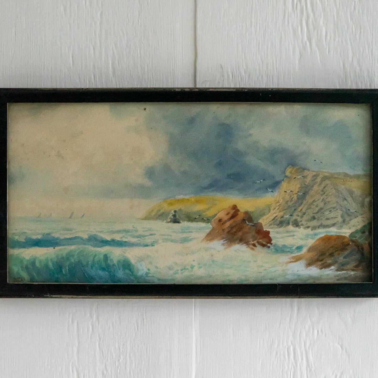 Vintage Watercolour Seascape Painting
