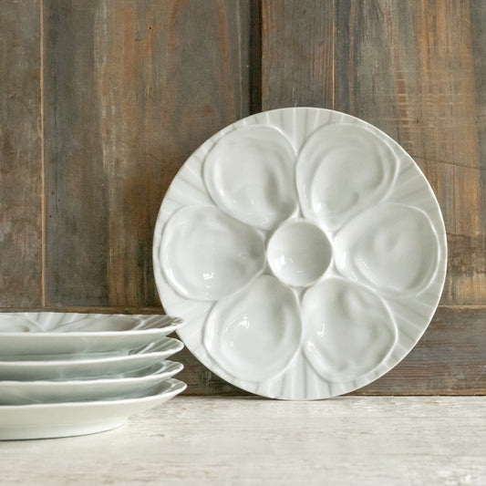 Vintage White Ironstone Oyster Plate