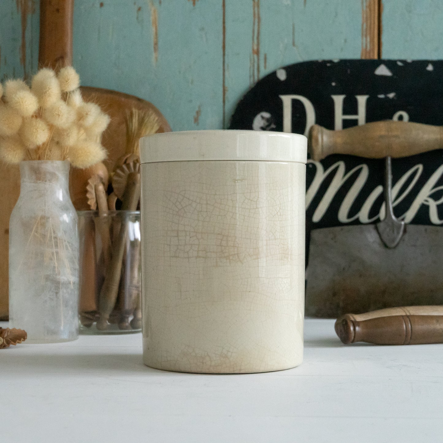Vintage White Ironstone Pot and Lid