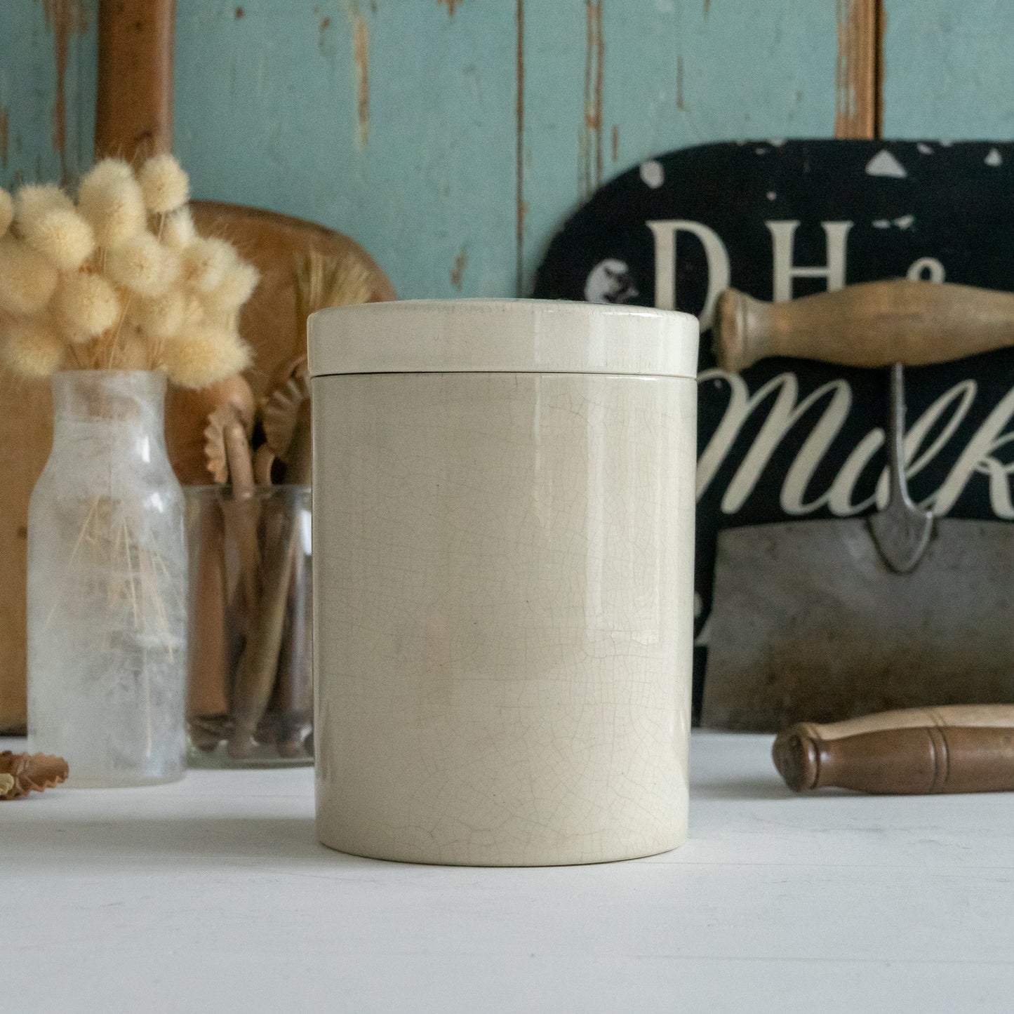 Vintage White Ironstone Pot and Lid