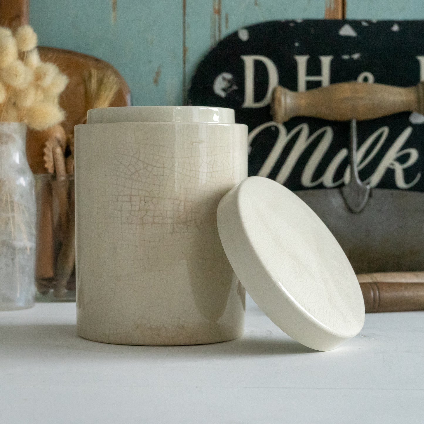 Vintage White Ironstone Pot and Lid