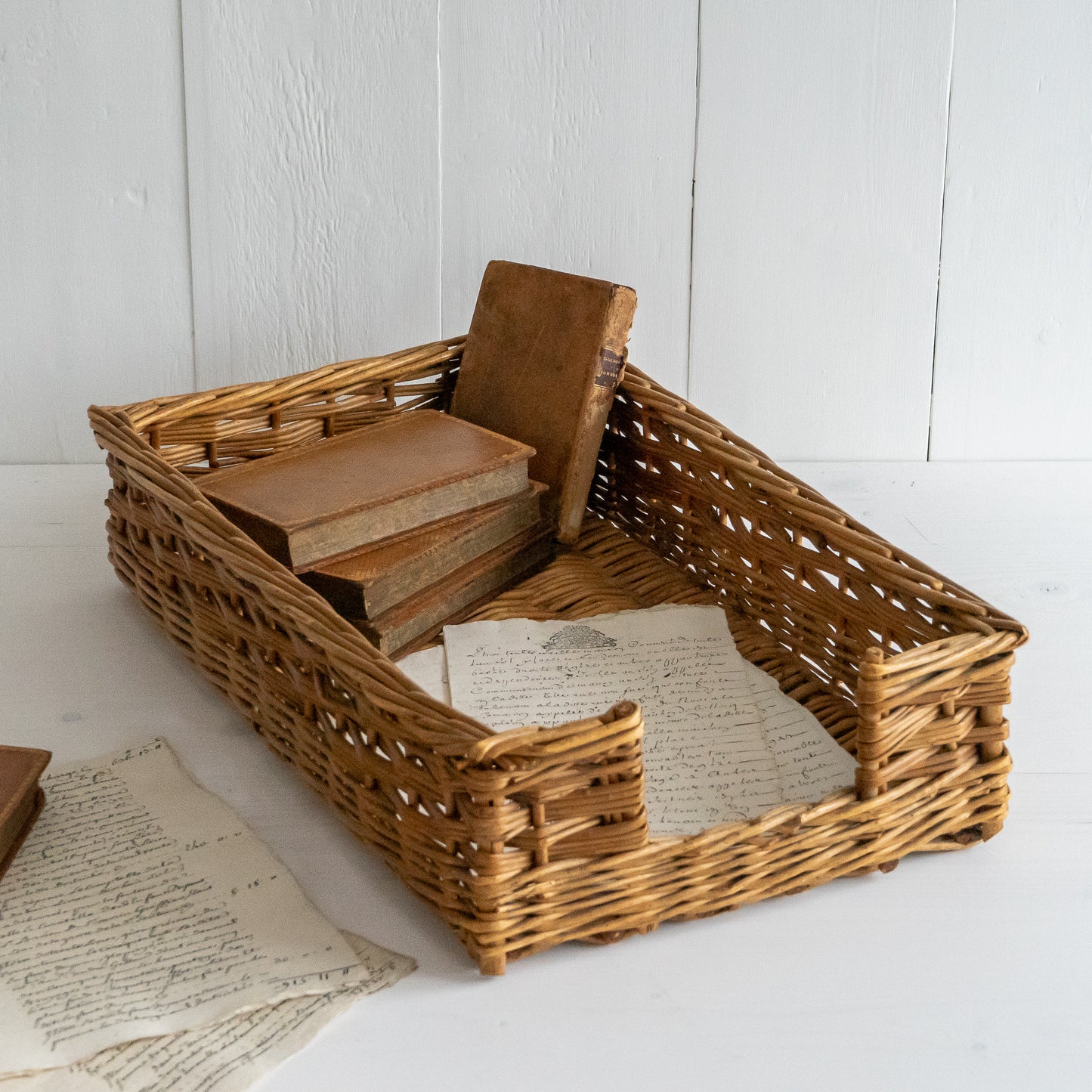 Vintage Wicker Letter Tray Basket