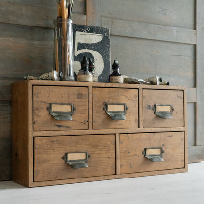 Vintage Wooden Bank of Drawers
