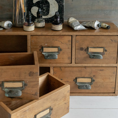 Vintage Wooden Bank of Drawers