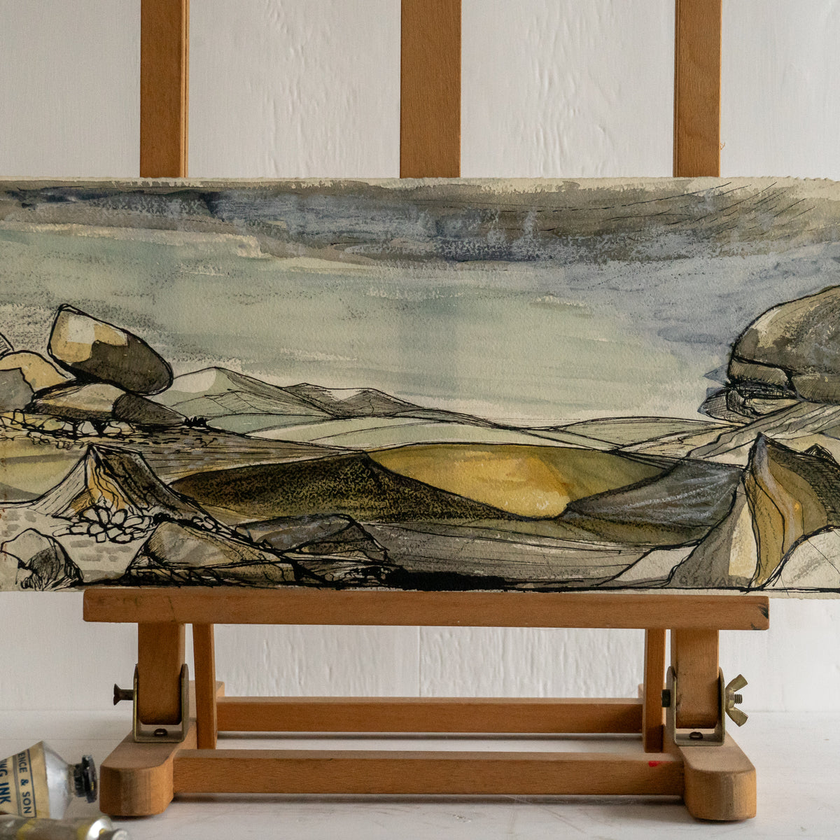 Watercolour and Pen Painting of Trencrom Hill