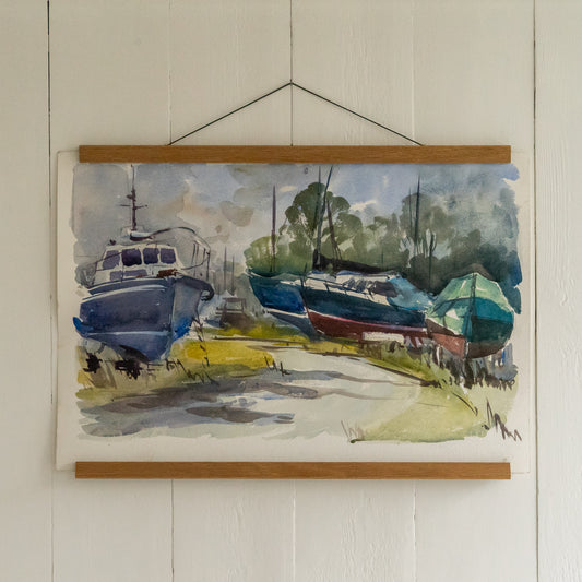Watercolour Painting of Boats