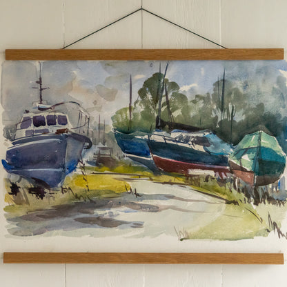Watercolour Painting of Boats