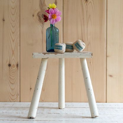 Rustic Painted Demi Lune Milking Stool