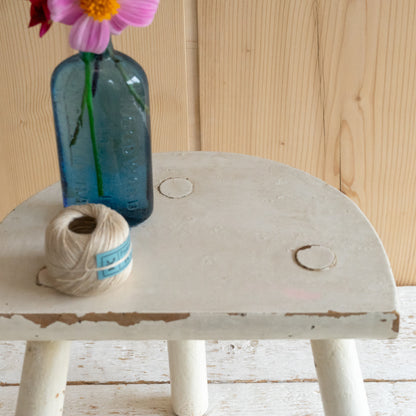 Rustic Painted Demi Lune Milking Stool