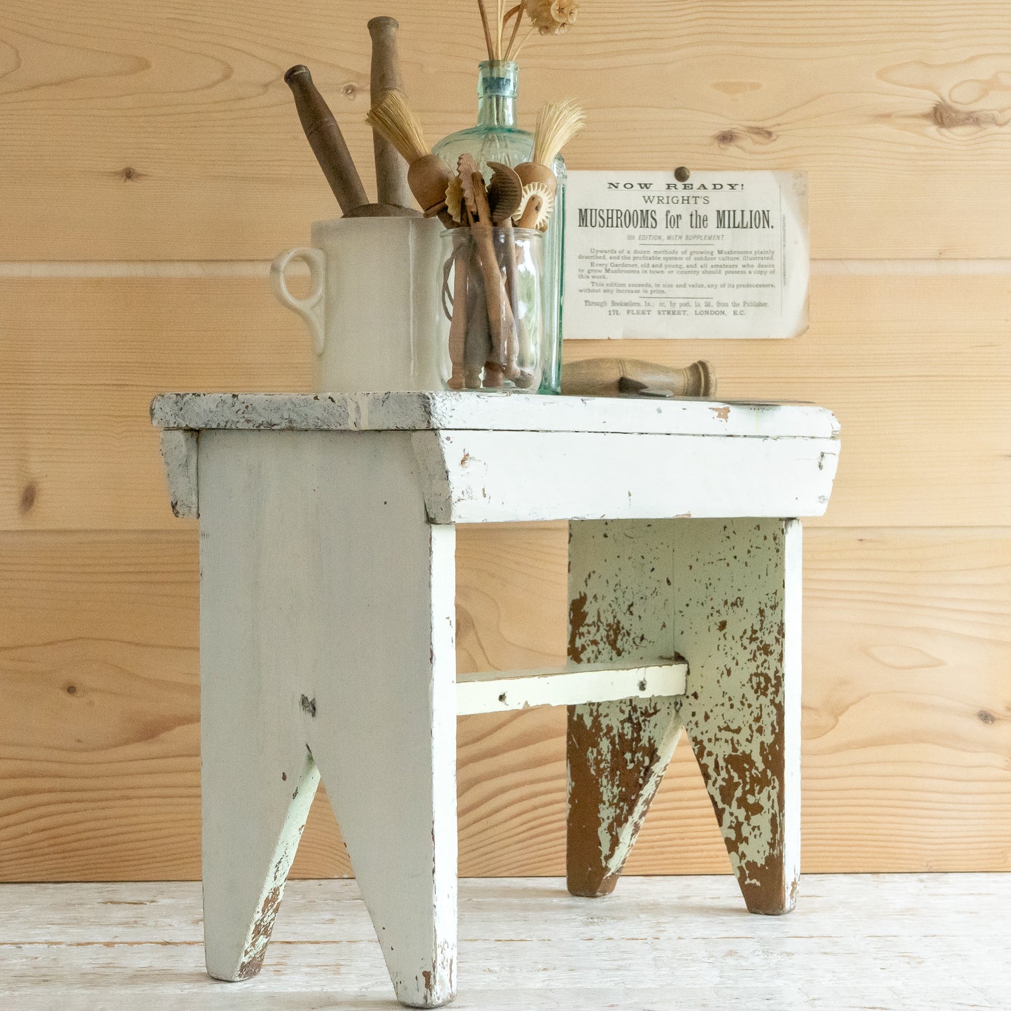 White Painted Stool