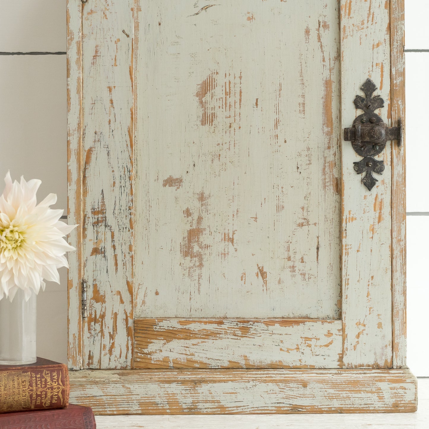 DECORATIVE PALE GREEN PAINTED CABINET