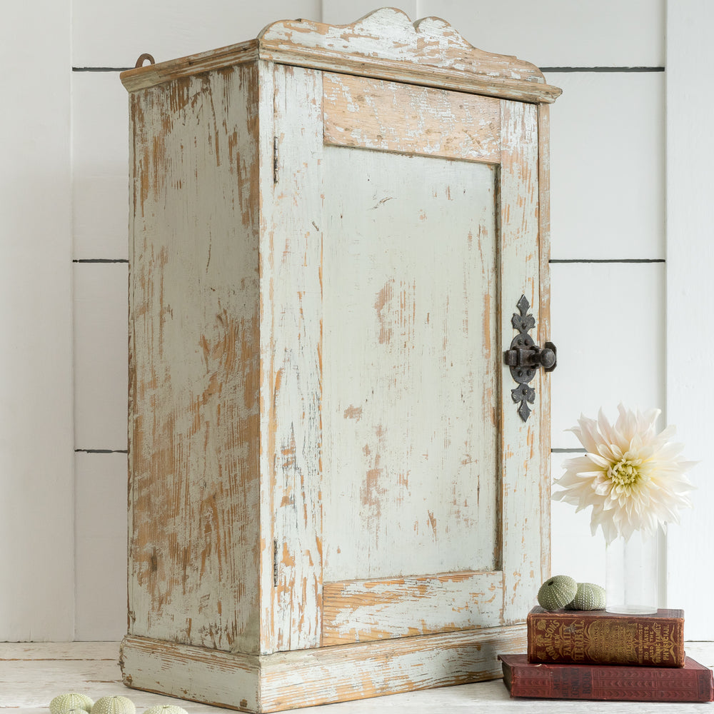 DECORATIVE PALE GREEN PAINTED CABINET