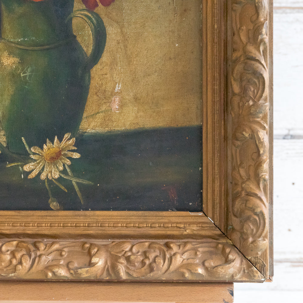 POPPY AND DAISY OIL PAINTING IN GILT FRAME