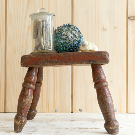 Rustic English Pine Painted Stool