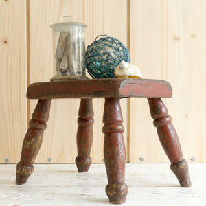 RUSTIC ENGLISH PINE PAINTED STOOL